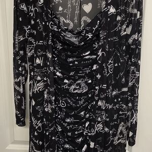Almost Famous Black and White Scribble Dress
